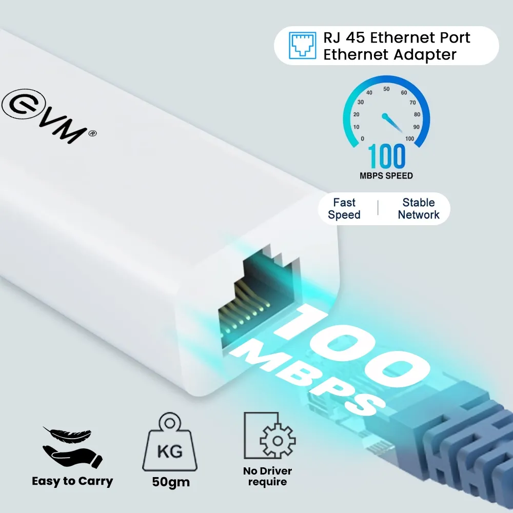 EVM Type-C + USB to USB Hub 3 Ports 2.0 With LAN (H2) (A1652) view 2
